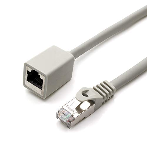 1aTTack.de 677606 CAT7 Cat.7 Verlängerung Adapter - 1m - Ethernetkabel Lankabel Netzwerkkabel 10 Gb/s Rohkabel mit (RJ45) Cat6a Stecker Buchse 1 Stück - grau von 1aTTack.de
