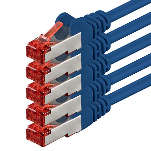 1aTTack.de 5x 7,5m - Cat 6 Netzwerk-Kabel Patch-Kabel Cat6 RJ45 SFTP - Blau von 1aTTack.de