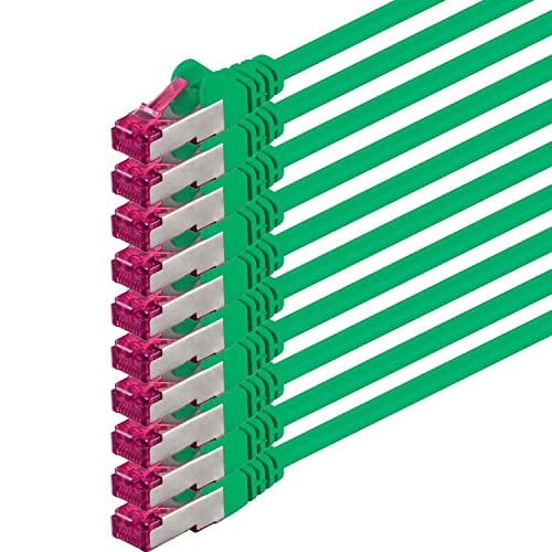 7,5m - grün - 10 Stück - Netzwerkkabel CAT6a (10Gb/s) S-FTP CAT 6a Lankabel - GHMT zertifiziert PIMF 500 MHz Cat5 Cat5e Cat6 Cat6a Cat7 für Switch, Router, Modem, Internet von 1aTTack.de