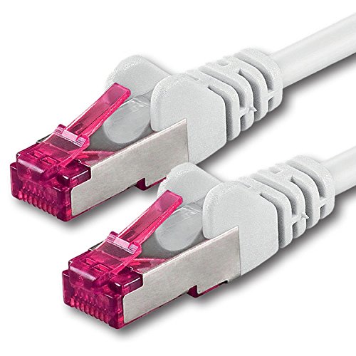 1aTTack.de 7,5m - weiß - 1 Stück - Netzwerkkabel CAT6a (10Gb/s) S-FTP CAT 6a Lankabel - GHMT zertifiziert PIMF 500 MHz Cat5 Cat5e Cat6 Cat6a Cat7 für Switch, Router, Modem, Internet von 1aTTack.de