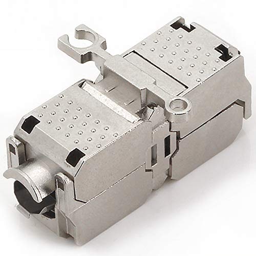 1aTTack.de Cat. 6A Keystone Verbinder werkzeuglos Schneidklemme auf Schneidklemme AWG 22 bis AWG 26 Bronze vernickelt Silber 1 Stück von 1aTTack.de