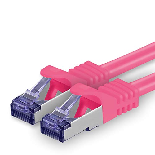 1aTTack.de Cat.7 Netzwerkkabel 0,25m - Magenta - 1 Stück - Cat7 Patchkabel (SFTP/PIMF/LSZH) Rohkabel 10 Gb/s mit Rj 45 Stecker Cat.6a - 1 x 0,25 Meter Magenta von 1aTTack.de