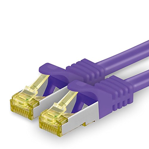 1aTTack.de Cat.7 Netzwerkkabel 0,25m Violett 1 Stück Cat7 Ethernetkabel Netzwerk LAN Kabel Rohkabel 10 Gb s SFTP PIMF LSZH Set Patchkabel mit Rj 45 Stecker Cat.6a von 1aTTack.de