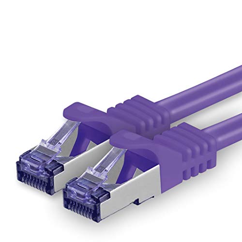 1aTTack.de Cat.7 Netzwerkkabel 0,5m - Violett - 1 Stück - Cat7 Patchkabel (SFTP/PIMF/LSZH) Rohkabel 10 Gb/s mit Rj 45 Stecker Cat.6a - 1 x 0,5 Meter Violett von 1aTTack.de