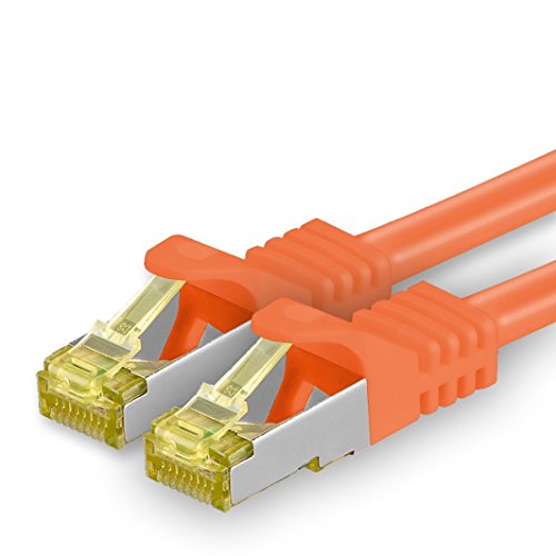 1aTTack.de Cat.7 Netzwerkkabel 15m Orange 1 Stück Cat7 Ethernetkabel Netzwerk LAN Kabel Rohkabel 10 Gb s SFTP PIMF LSZH Set Patchkabel mit Rj 45 Stecker Cat.6a von 1aTTack.de