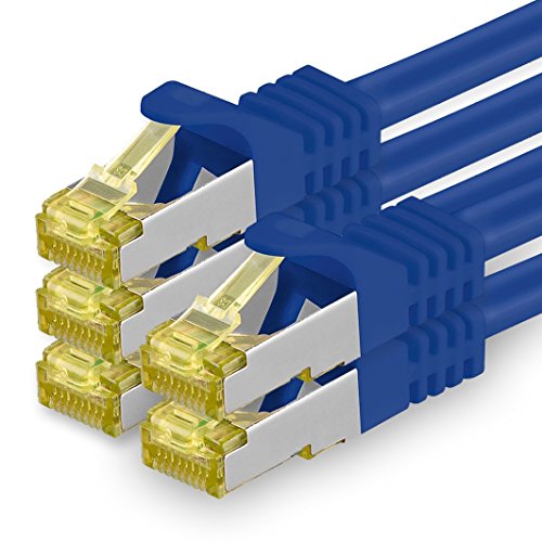 1aTTack.de Cat.7 Netzwerkkabel 7,5m Blau 5 Stück Cat7 Ethernetkabel Netzwerk LAN Kabel Rohkabel 10 Gb s SFTP PIMF LSZH Set Patchkabel mit Rj 45 Stecker Cat.6a von 1aTTack.de