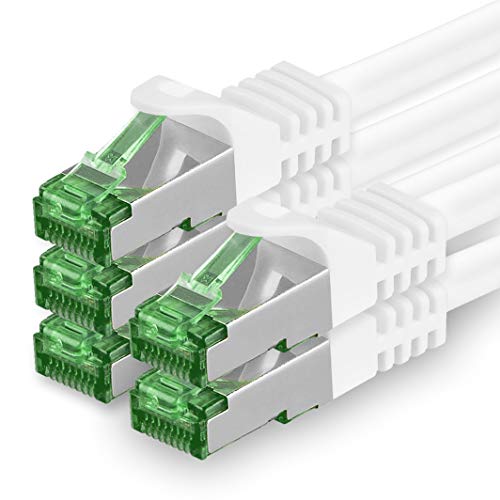 1aTTack.de 3 M Cat.7 Netzwerk-Kabel 5 Stück Cat7 Patch-Kabel Lan-Kabel Ethernet RJ45 10 Gbit/s (Alle Internetgeschwindigkeiten) Weiß 3 Meter von 1aTTack.de