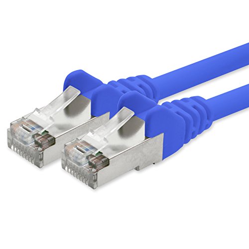1aTTack.de Netzwerkkabel CAT 5e folien und geflechtgeschirmt SFTP Netzwerk Patch-Kabel mit 2x RJ45 Stecker 15m blau von 1aTTack.de