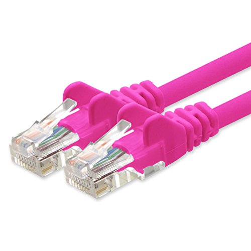 1aTTack.de Netzwerkkabel CAT 5e UTP Netzwerk Patch-Kabel mit 2x RJ45 Stecker 0.25m magenta von 1aTTack.de
