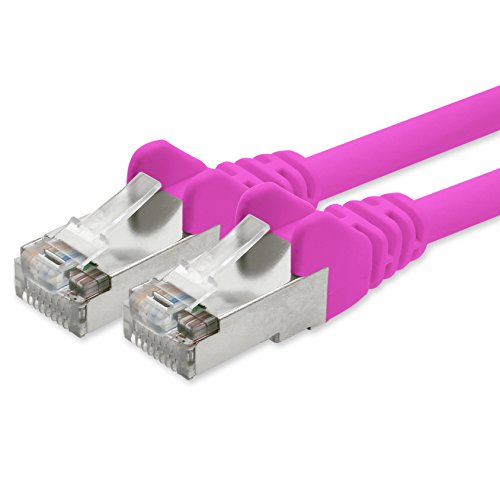 1aTTack.de Netzwerkkabel CAT 5e folien und geflechtgeschirmt SFTP Netzwerk Patch-Kabel mit 2x RJ45 Stecker 1m magenta von 1aTTack.de