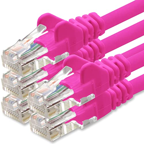 1aTTack.de Netzwerkkabel Cat.6 - Magenta - 5X - 0,5m - (Set) - CAT6 Ethernet Kabel Lankabel 1000 Mbits Patchkabel von 1aTTack.de