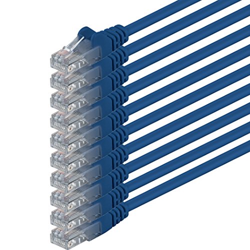 1aTTack.de Netzwerkkabel Cat.6 - blau - 10x - 10m - (Set) - CAT6 Ethernet Kabel Lankabel 1000 Mbits Patchkabel von 1aTTack.de