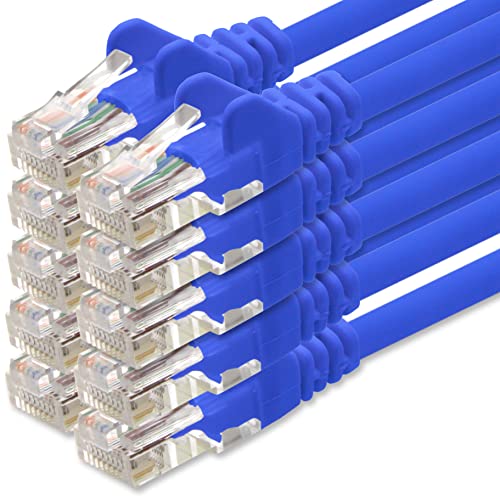 1aTTack.de Netzwerkkabel Cat.6 - blau - 10x - 5m - (Set) - CAT6 Ethernet Kabel Lankabel 1000 Mbits Patchkabel von 1aTTack.de