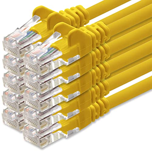 1aTTack.de Netzwerkkabel Cat.6 - gelb - 10x - 1m - (Set) - CAT6 Ethernet Kabel Lankabel 1000 Mbits Patchkabel von 1aTTack.de