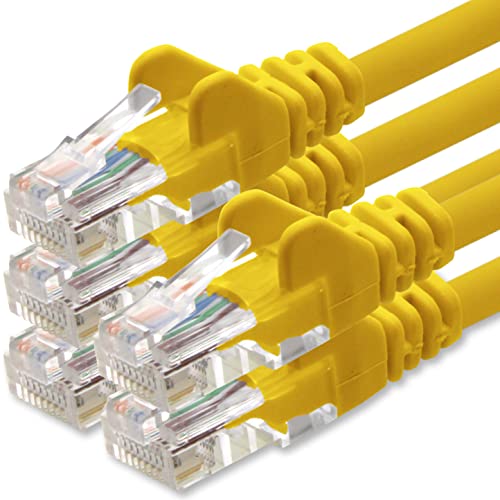 1aTTack.de Netzwerkkabel Cat.6 - gelb - 5X - 5m - (Set) - CAT6 Ethernet Kabel Lankabel 1000 Mbits Patchkabel von 1aTTack.de