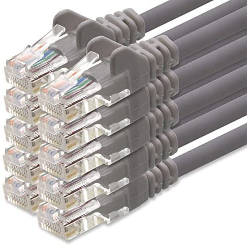 1aTTack.de Netzwerkkabel Cat.6 - grau - 10x - 1m - (Set) - CAT6 Ethernet Kabel Lankabel 1000 Mbits Patchkabel von 1aTTack.de