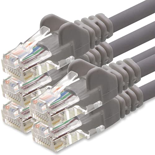 1aTTack.de Netzwerkkabel Cat.6 - grau - 5X - 2m - (Set) - CAT6 Ethernet Kabel Lankabel 1000 Mbits Patchkabel von 1aTTack.de