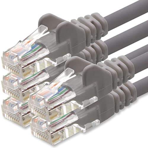 1aTTack.de Netzwerkkabel Cat.6 - grau - 5X - 5m - (Set) - CAT6 Ethernet Kabel Lankabel 1000 Mbits Patchkabel von 1aTTack.de