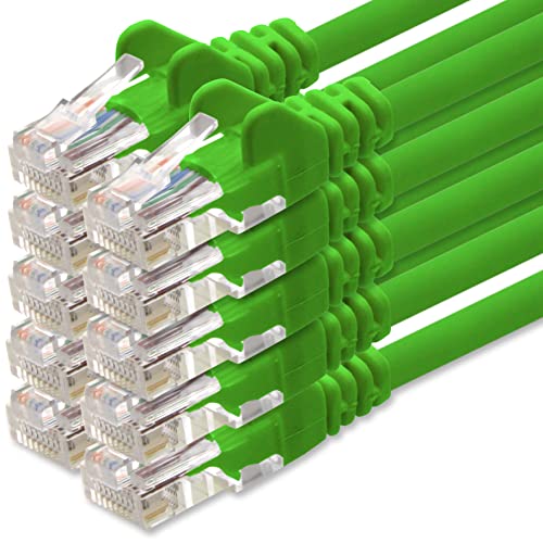 1aTTack.de Netzwerkkabel Cat.6 - grün - 10x - 5m - (Set) - CAT6 Ethernet Kabel Lankabel 1000 Mbits Patchkabel von 1aTTack.de