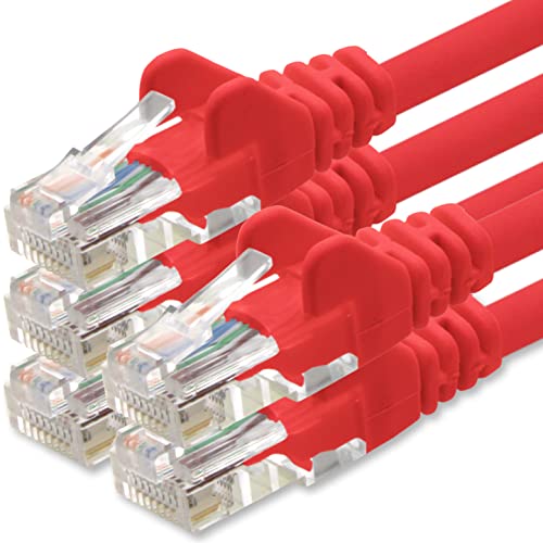 1aTTack.de Netzwerkkabel Cat.6 - rot - 5X - 0,5m - (Set) - CAT6 Ethernet Kabel Lankabel 1000 Mbits Patchkabel von 1aTTack.de