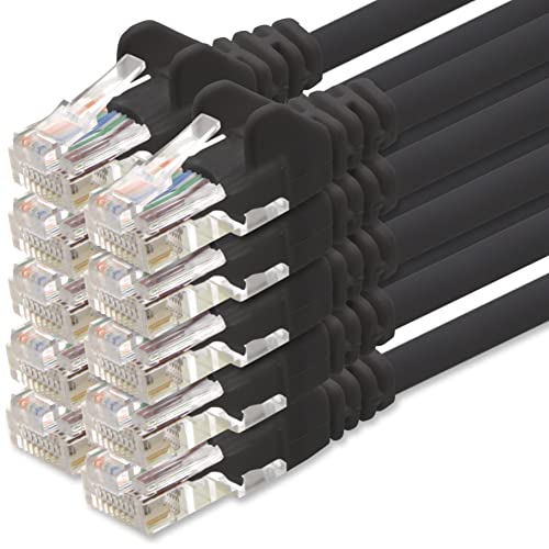 1aTTack.de Netzwerkkabel Cat.6 - schwarz - 10x - 3,0 m - (Set) - CAT6 Ethernet Kabel Lankabel 1000 Mbits Patchkabel von 1aTTack.de