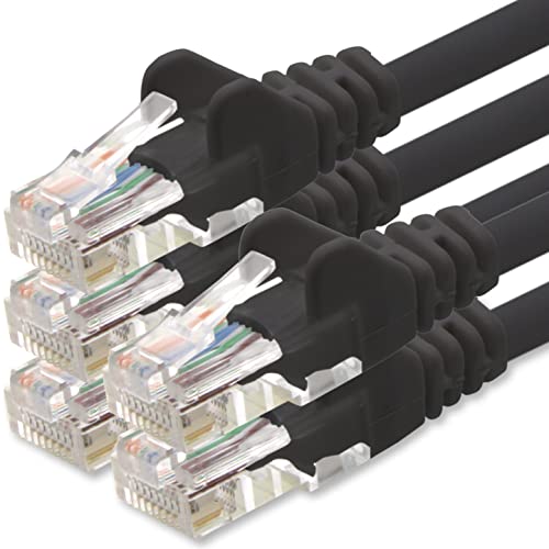 1aTTack.de Netzwerkkabel Cat.6 - schwarz - 5X - 1m - (Set) - CAT6 Ethernet Kabel Lankabel 1000 Mbits Patchkabel von 1aTTack.de