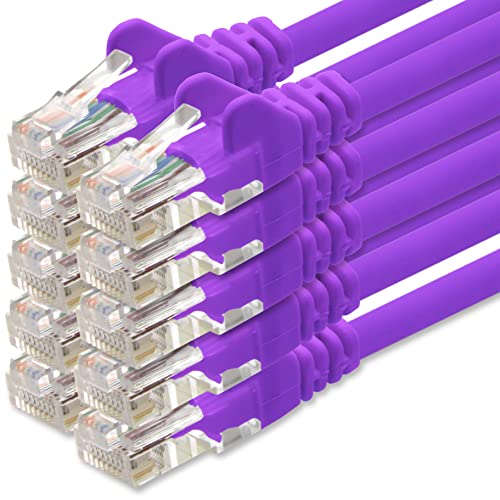 1aTTack.de Netzwerkkabel Cat.6 - violett - 10x - 2m - (Set) - CAT6 Ethernet Kabel Lankabel 1000 Mbits Patchkabel von 1aTTack.de