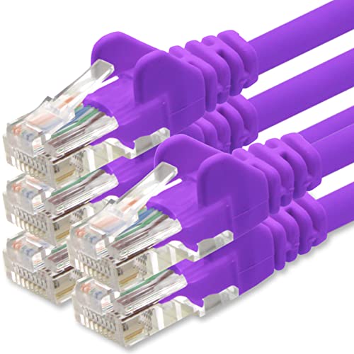 1aTTack.de Netzwerkkabel Cat.6 - violett - 5X - 2m - (Set) - CAT6 Ethernet Kabel Lankabel 1000 Mbits Patchkabel von 1aTTack.de