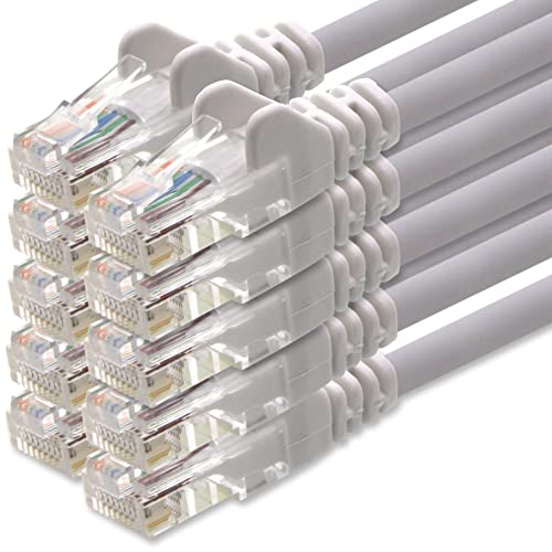 1aTTack.de Netzwerkkabel Cat.6 - weiß - 10x - 5m - (Set) - CAT6 Ethernet Kabel Lankabel 1000 Mbits Patchkabel von 1aTTack.de