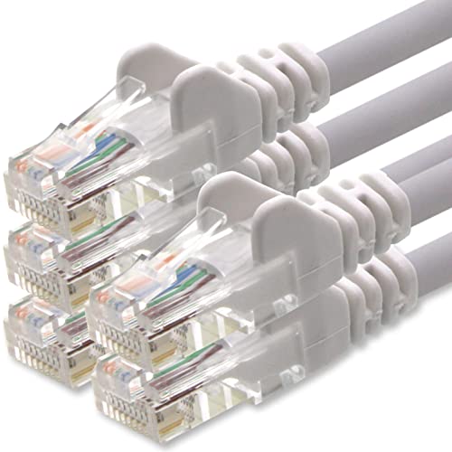 1aTTack.de Netzwerkkabel Cat.6 - weiß - 5X - 3m - (Set) - CAT6 Ethernet Kabel Lankabel 1000 Mbits Patchkabel von 1aTTack.de