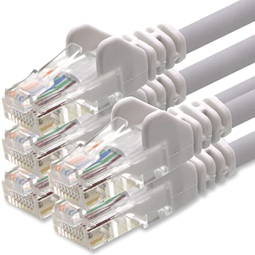 1aTTack.de Netzwerkkabel Cat.6 - weiß - 5X - 3,0 m - (Set) - CAT6 Ethernet Kabel Lankabel 1000 Mbits Patchkabel von 1aTTack.de