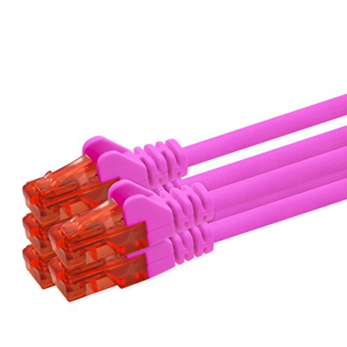 1aTTack.de Netzwerkkabel Cat6 7,5m - magenta - 5 Stück CAT.6 Computer Kabel Lan Ethernet Gigabit Cat 6 Netzwerk Patchkabel 1000 Mbit s RJ45 Stecker von 1aTTack.de