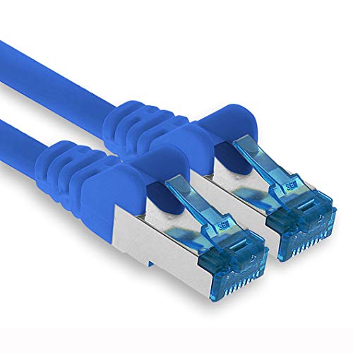 1aTTack.de Patchkabel – 0,5m Ethernet, Netzwerk, Lan Kabel CAT6a (für Gigabit Netzwerke, Router, Switch, Modems mit RJ45 Eingang – blau) von 1aTTack.de