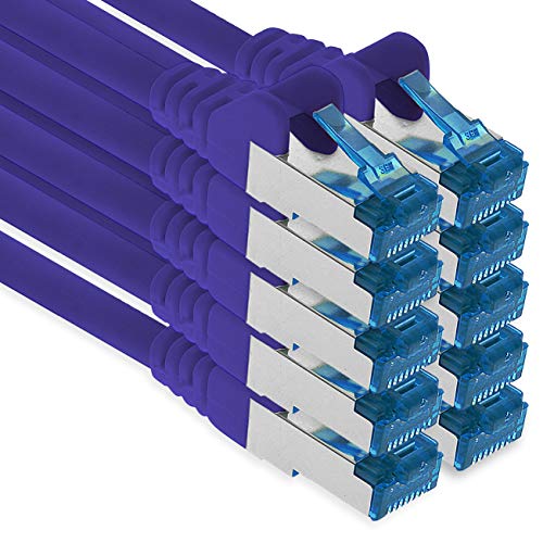 1aTTack.de Patchkabel – 10X 1,5m Ethernet, Netzwerk, Lan Kabel CAT6a (für Gigabit Netzwerke, Router, Switch, Modems mit RJ45 Eingang – violett) von 1aTTack.de