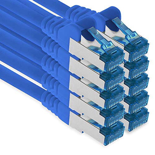 1aTTack.de Patchkabel – 10X 10m Ethernet, Netzwerk, LAN Kabel CAT6a (für Gigabit Netzwerke, Router, Switch, Modems mit RJ45 Eingang – blau) von 1aTTack.de