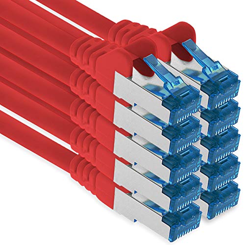 1aTTack.de Patchkabel – 10X 2m Ethernet, Netzwerk, Lan Kabel CAT6a (für Gigabit Netzwerke, Router, Switch, Modems mit RJ45 Eingang – rot) von 1aTTack.de