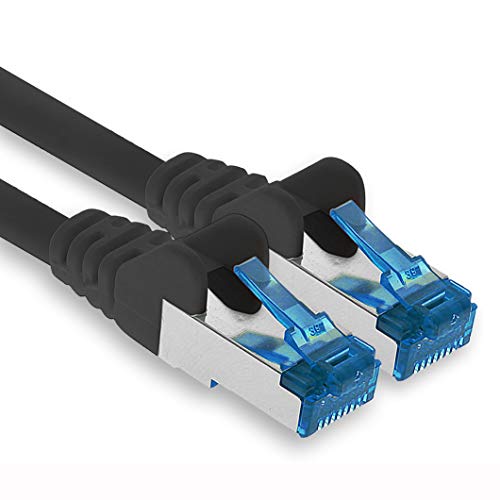 Patchkabel – 1m Ethernet, Netzwerk, Lan Kabel CAT6a (für Gigabit Netzwerke, Router, Switch, Modems mit RJ45 Eingang – schwarz) von 1aTTack.de