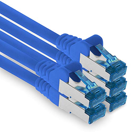 1aTTack.de Patchkabel – 5X 0,25m Ethernet, Netzwerk, LAN Kabel CAT6a (für Gigabit Netzwerke, Router, Switch, Modems mit RJ45 Eingang – blau) von 1aTTack.de