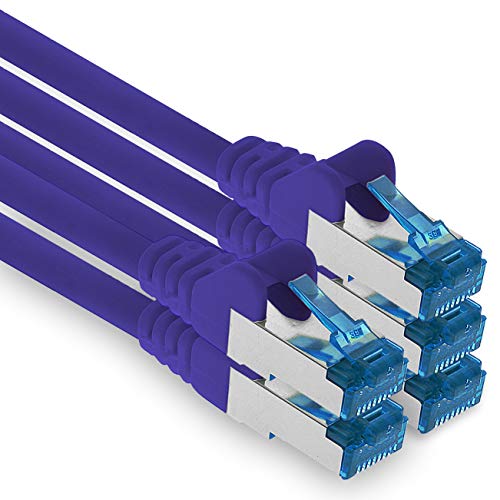 1aTTack.de Patchkabel – 5X 1,5m Ethernet, Netzwerk, Lan Kabel CAT6a (für Gigabit Netzwerke, Router, Switch, Modems mit RJ45 Eingang – violett) von 1aTTack.de