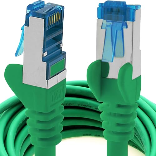 1m - CAT6a - Netzwerkkabel grün - 1 Stück CAT 6 A Patchkabel 10000 Mbit s SFTP PIMF 500 MHz kompatibel zu CAT5 CAT6 CAT7 DSL Internet Switch Router von 1aTTack.de