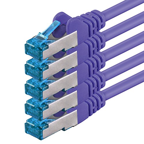 1aTTack.de 1m - CAT6a - Netzwerkkabel violett - 5 Stück CAT 6 A Patchkabel 10000 Mbit s SFTP PIMF 500 MHz kompatibel zu CAT5 CAT6 CAT7 DSL Internet Switch Router von 1aTTack.de