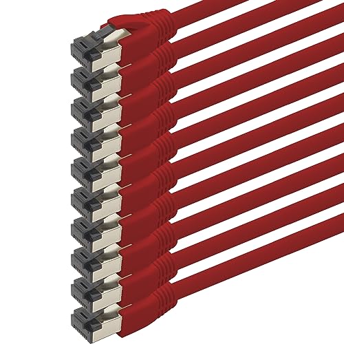 1m Cat 8 Netzwerkkabel CAT8 Kabel Rot - 10 Stück Cat.8 Lan 2000 Mhz 40 Gbit s 40GBase-T Poe+ Patchkabel Ethernetkabel LSZH - 10 x 1 Meter Rot von 1aTTack.de