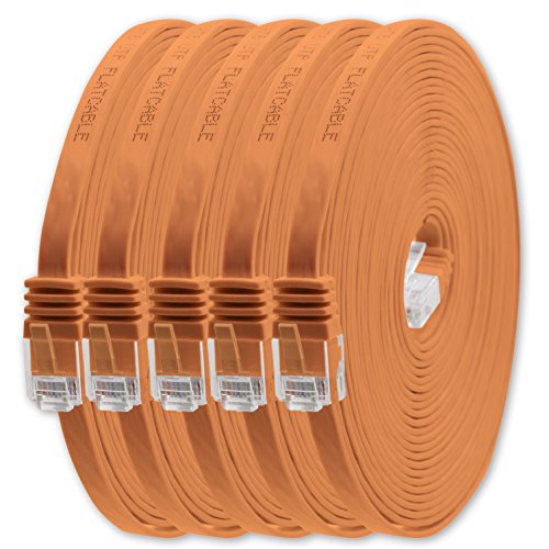 1m - Orange - 5 Stück - Cat.6 Flaches Netzwerkkabel Cat6 Flachkabel Ultra Flach Cat.6 Patchkabel 1000 Mbit/s Gigabit LAN (RJ45) Flach Slim Micro von 1aTTack.de