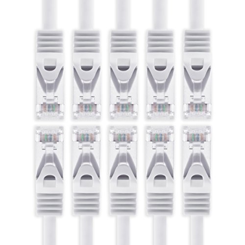 1m - Weiss - 10 Stück Cat7 Netzwerkkabel SFTP Patchkabel Lankabel Rohkabel 10GB/s - 500 Mhz konfektioniert mit 2 RJ45 Stecker Cat 6a von 1aTTack.de