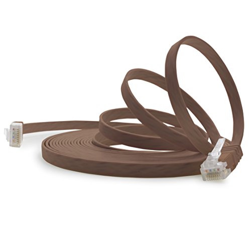 1m - braun - 1 Stück - Cat.6 Flaches Netzwerkkabel Cat6 Flachkabel Ultra Flach Cat.6 Patchkabel 1000 Mbit/s Gigabit LAN (RJ45) Flach Slim Micro von 1aTTack.de
