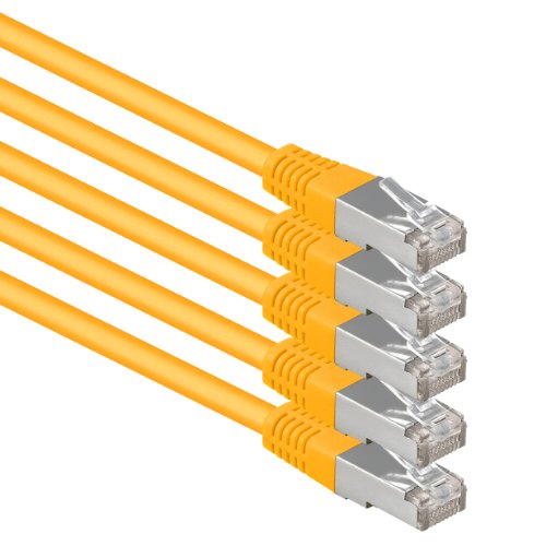 1aTTack.de 1m gelb - 5 Stück Cat.6 Patchkabel Netzwerkkabel CAT6 S-FTP Gigabit Lan PIMF CAT 6 Kupfer CU Halogenfrei Internet DSL Spielkonsole Smart TV von 1aTTack.de