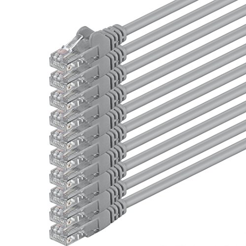 1m - grau - 10 Stück - (Pack) - CAT.6 CAT6 Ethernet-LAN-Netzwerk-Kabel 1000 Mbit/s Patchkabel von 1aTTack.de