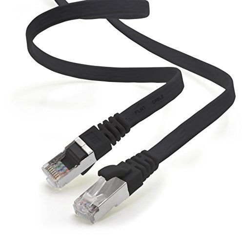 1aTTack.de 1m - schwarz - 1 Stück CAT.7 Gigabit Ethernet LAN Flachband Flachbandkabel (RJ45) Netzwerkkabel Rohkabel (10Gbit/s) Verlegekabel Flach Slim kompatibel zu Cat.5 - Cat.5e - Cat.6 von 1aTTack.de