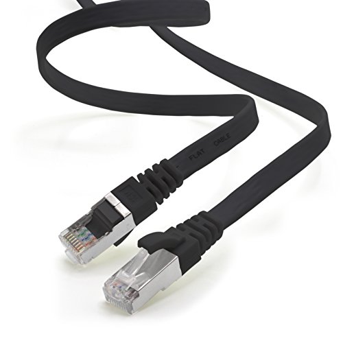 1m - schwarz - 1 Stück CAT.7 Gigabit Ethernet LAN Flachband Flachbandkabel (RJ45) Netzwerkkabel Rohkabel (10Gbit/s) Verlegekabel Flach Slim kompatibel zu Cat.5 - Cat.5e - Cat.6 von 1aTTack.de