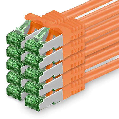 2 M Cat.7 Netzwerk-Kabel 10 Stück Cat7 Patch-Kabel Lan-Kabel Ethernet RJ45 10 Gbit/s (Alle Internetgeschwindigkeiten) Orange 2 Meter von 1aTTack.de